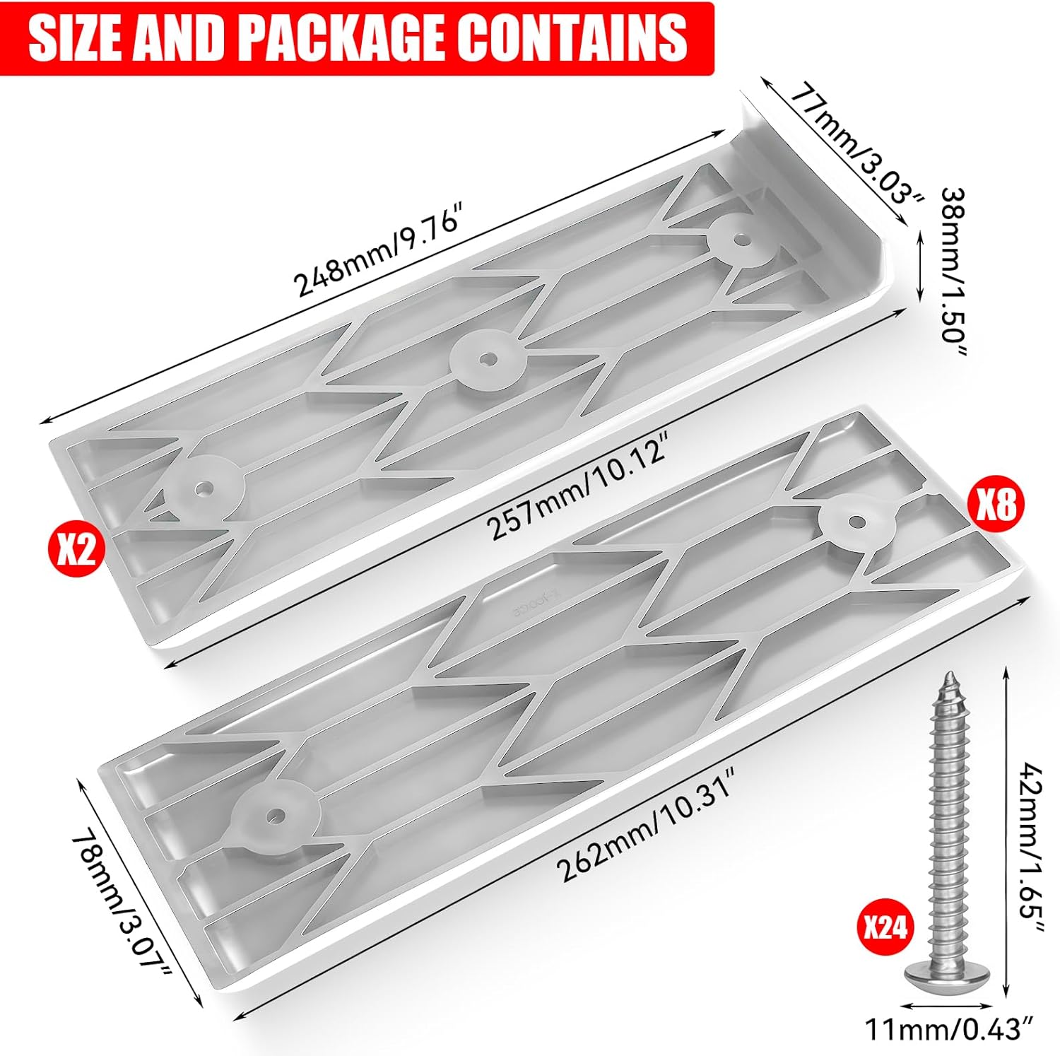 Boat Trailer Bunk Slides 3" x 10" 20-Pack, Heavy-Duty Bunk Slick Pads, Glide Bunk Enders for Easy Boat Launching & Loading, Fits Most Boat Trailers