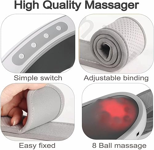 Miniatura 5 de Cinturón de masaje abdominal inalámbrico, máquina de vibración adelgazante portátil con doble rotación y calefacción, 3 modos de masajeador de