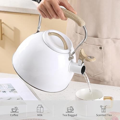 Miniatura 41 de LONFFERY Hervidor de té, hervidor de té silbante de 2.5 cuartos de galón, ollas de té para estufa, acero inoxidable de grado alimenticio con mango