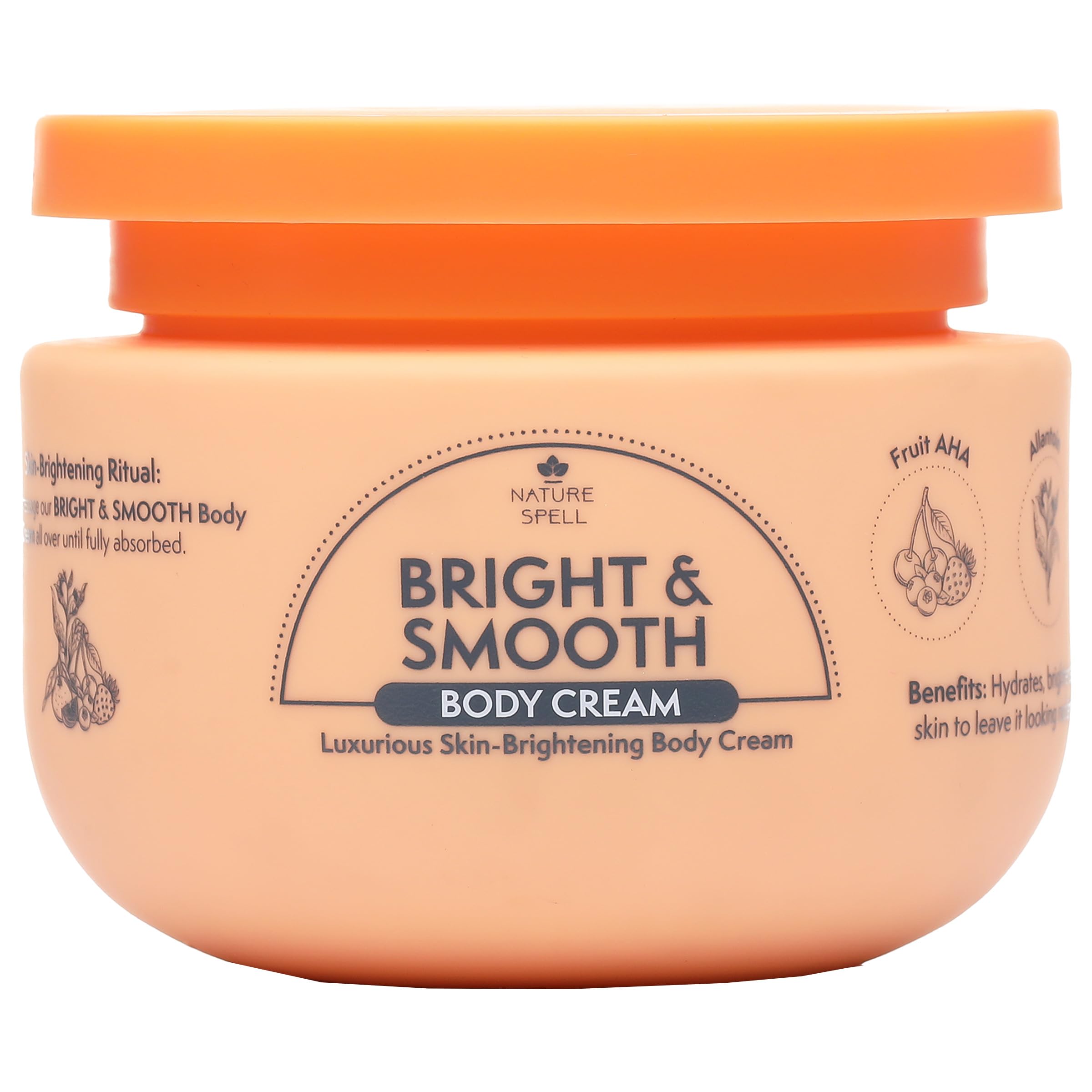 Nature Spell Bright & Smooth Body Cream, Brightening and Hydrating for All Skin Types with Vitamin C, Fruit AHA, Allantoin