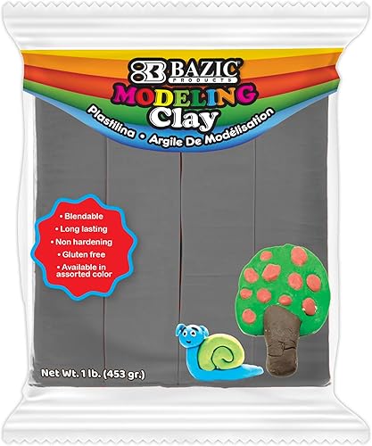 BAZIC - Modelado de color gris arcilla, 1 libra, artesanía de masa ligera, regalo no tóxico para artistas, niños y niñas, a granel para aula,