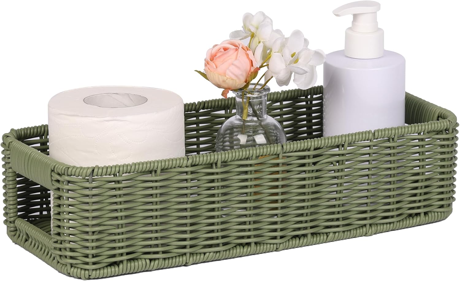 Water-Resistant Toilet Paper Basket: Tank Topper Organizer Brown Handwoven Modern Natural Style