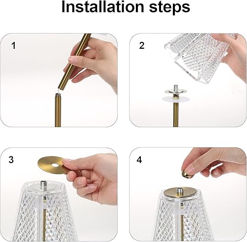 Miniatura 6 de Neoglint Cordless Table Lamp - Touch Control Rechargeable Battery Powered Crystal Table Lamp, 3 Colors Temperature & Stepless Dimmable Bedside Lamp