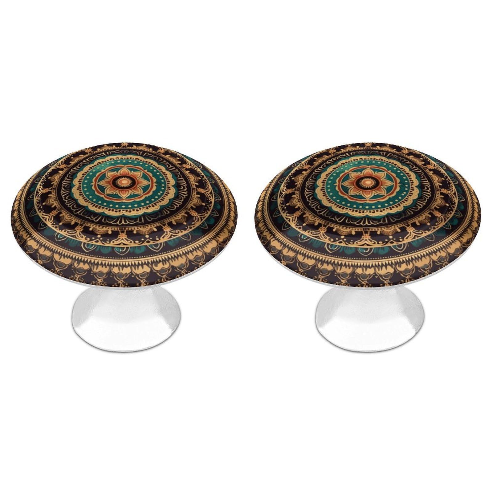 Fekiloot Style Mandala Cabinet Knob Kitchen Drawer Knob Stainless Steel Round Drawer Pulls Modern Cabinet Hardware Vintage Dresser Drawer For Kitchen Bathroom Closet Dresser Cabinets