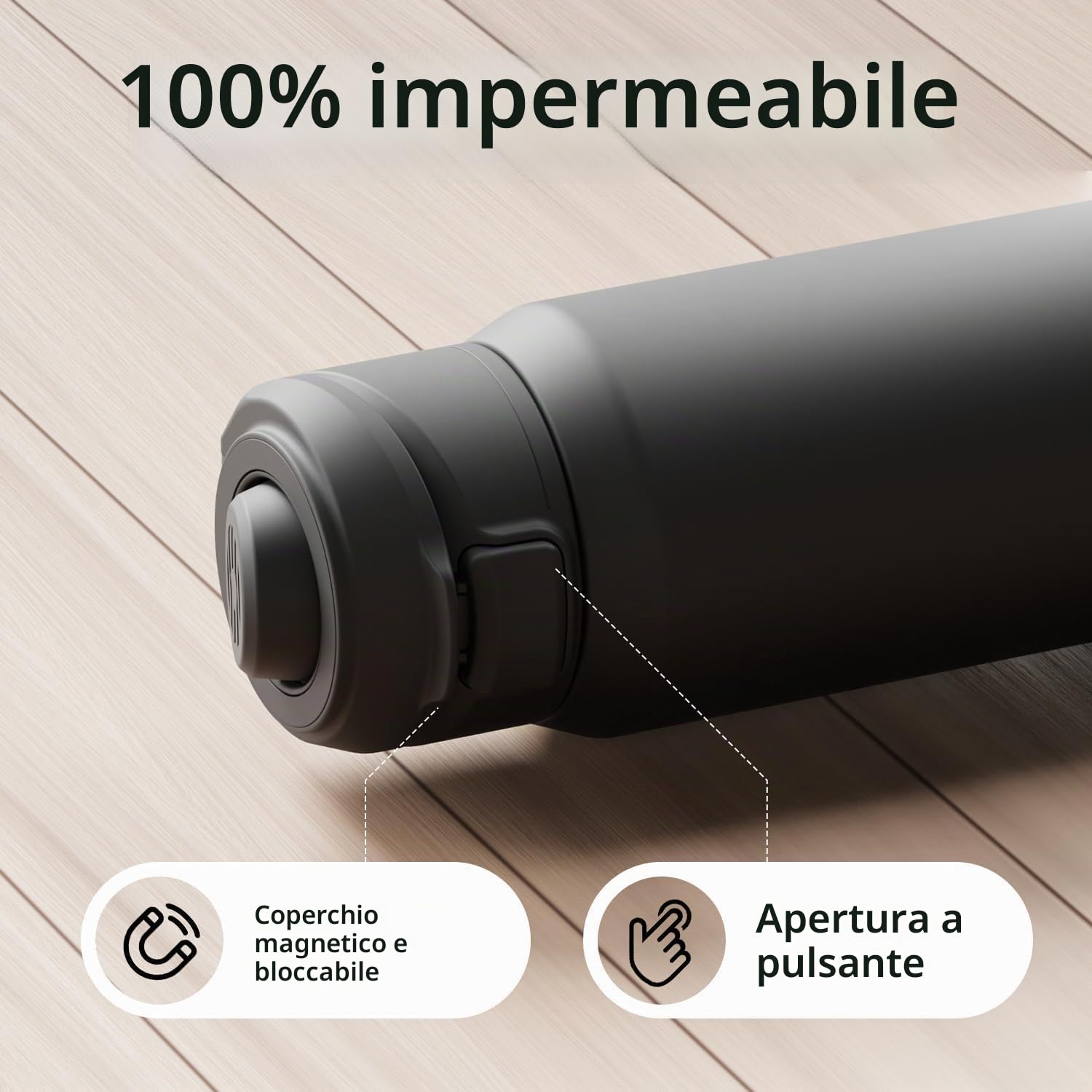 magcheer 1L Borraccia Magnetica con Porta Telefono | Treppiede Con Angoli Regolabili | Senza BPA A Prova di Perdite | Borraccia Termica 24ore Freddo per Palestra Ufficio Viaggi(Nero)