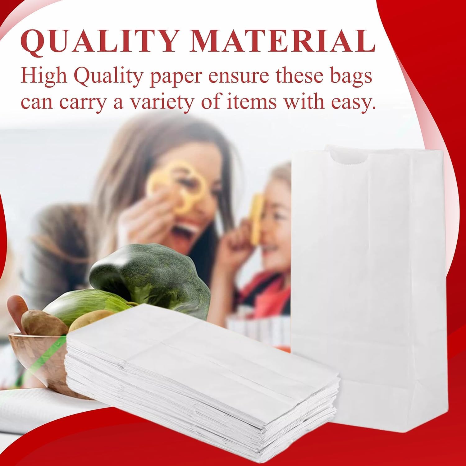 Concession Essentials- 4 lb White Paper Bags – Food Service Paper Bags for Bakery, Candy, Snacks & Takeout – Durable Kraft Paper Bags for Food Packaging – Case of 1,200