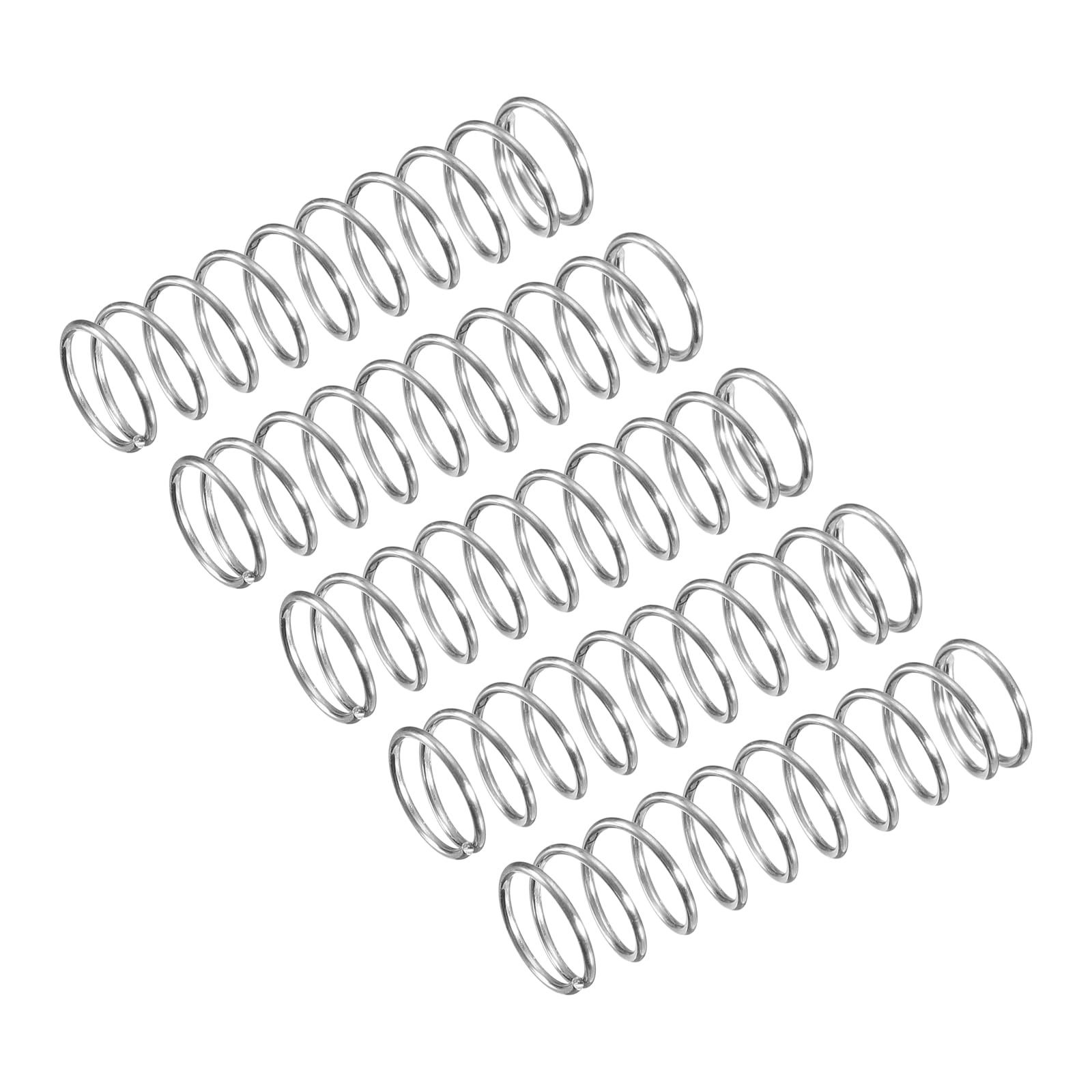 uxcell Compression Spring, 5Pcs 304 Stainless Steel, 7mm OD, 0.5mm Wire Size, 25mm Free Length, Silver Tone