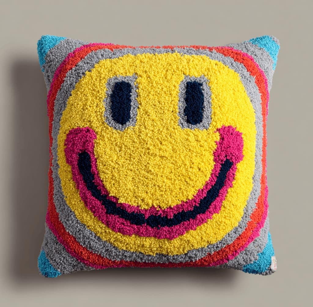 Kitquiver Latch Hook Kits for Adults Smiley Faces Rug Cover Pillowcase Beginner