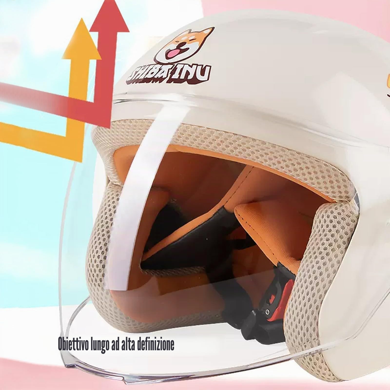 Casco Moto Jet per Bambini con Visiera, Mezzo Casco 3/4 omologato ECE per Ragazzi e Ragazze da 3 a 14 Anni D-5,48-55CM
