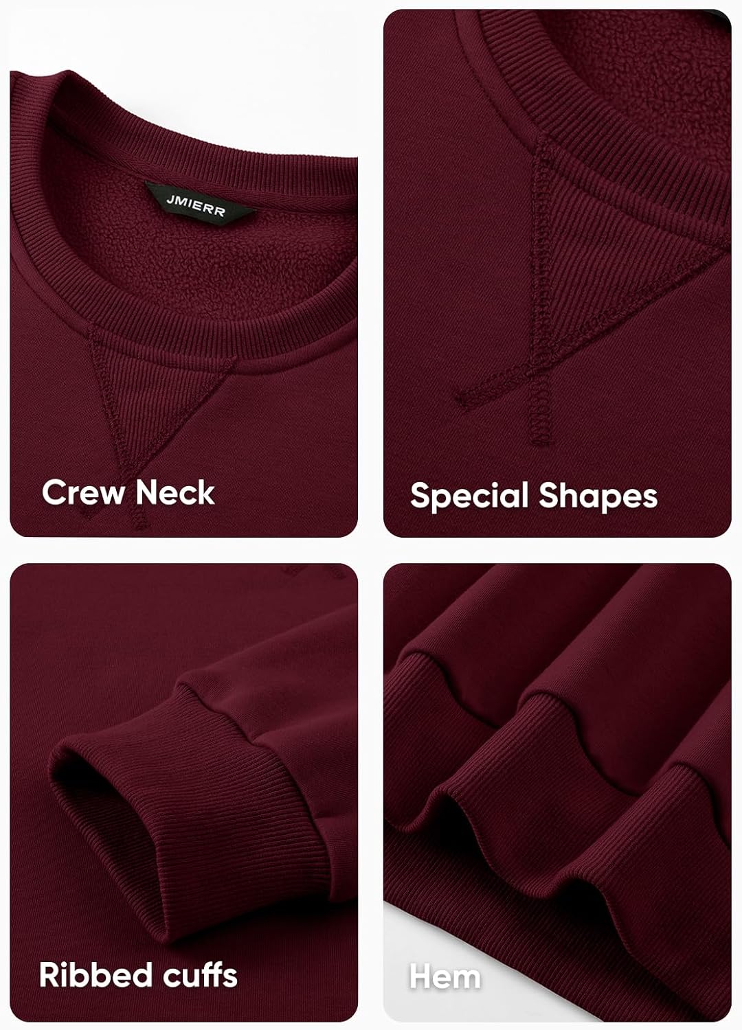 JMIERR Mens Cotton Sherpa Lined Sweatshirts Casual Fleece Long Sleeve Crewneck Fall Winter Pullover Shirts - Image 6