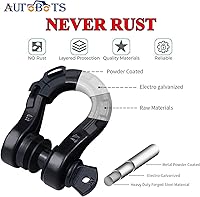 Vista 4 de AUTOBOTS D Ring Shackles Heavy Duty(2 Pack) 68,000 lbs Capacity, Tow Hooks Clevis Shackle with 7/8" Screw Pin for Towing Winch Off Road Accessory