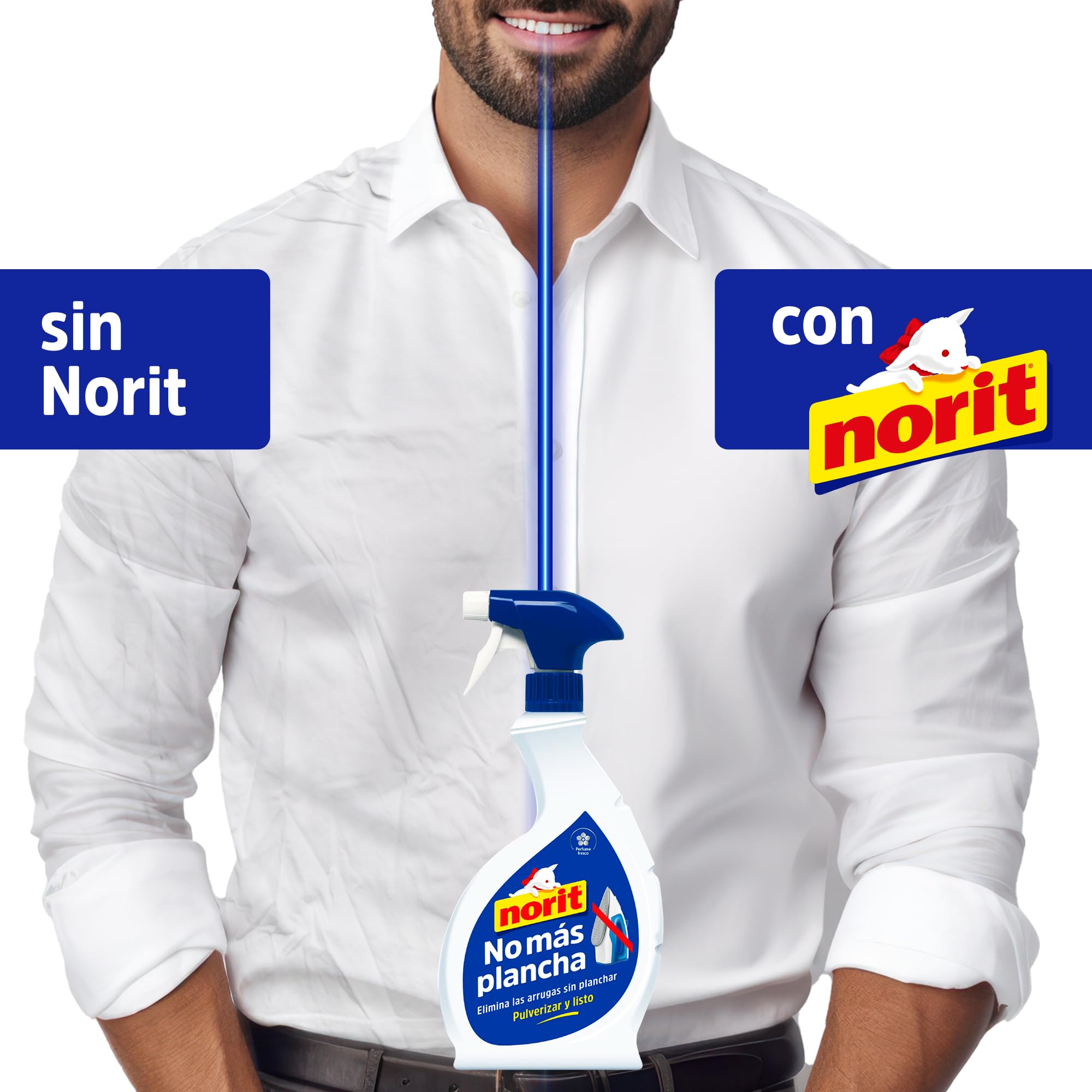 Norit - No Más Plancha, Spray Antiarrugas, Elimina Arrugas Sin Necesidad de Planchar, Aroma Fresco, Apto para Todas las Prendas, Fórmula Respetuosa - 500 ml