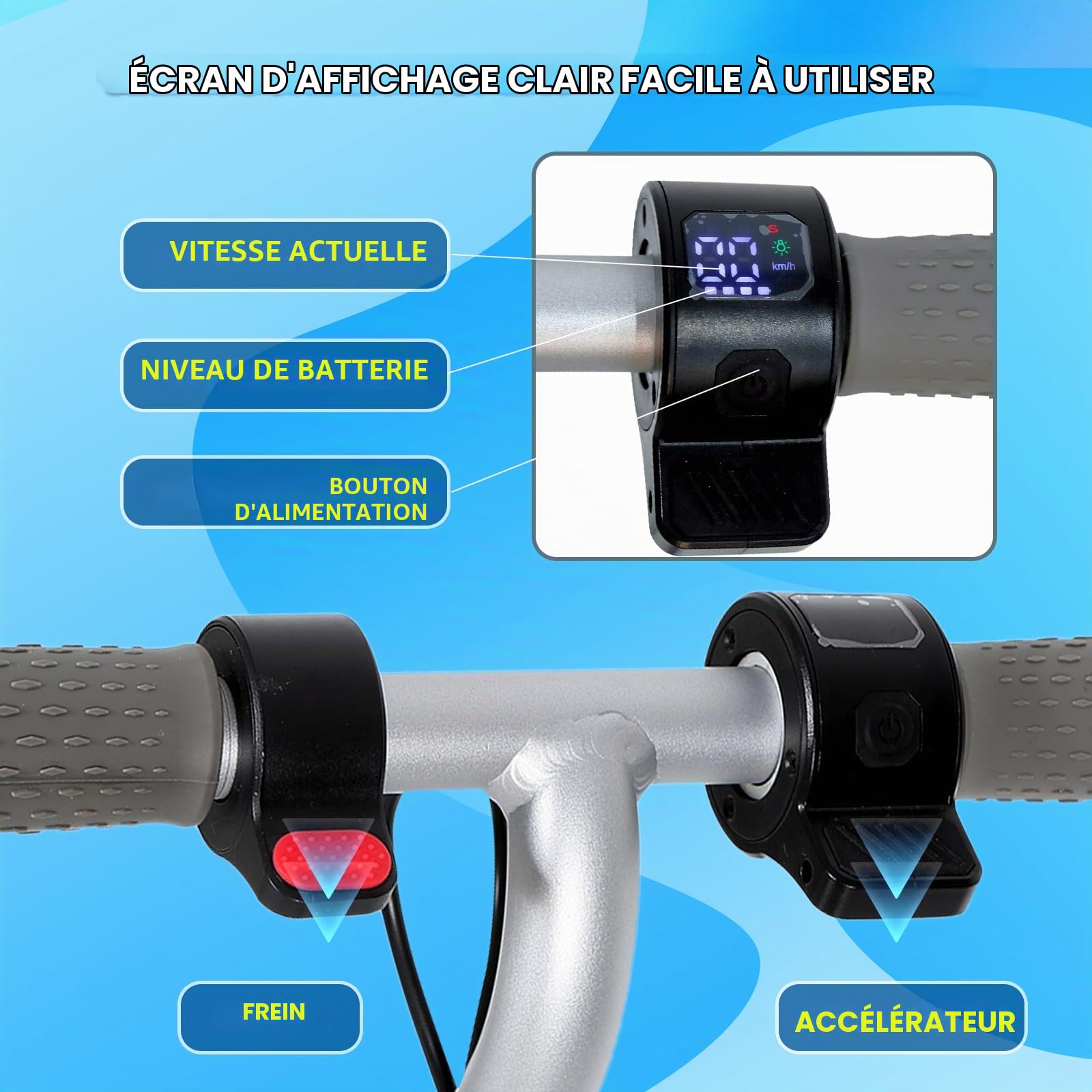 Trottinette électrique pour Enfants avec Lumières LED, Amortisseurs à Double Ressort, Moteur 130W, Vitesse Max 14 km/h