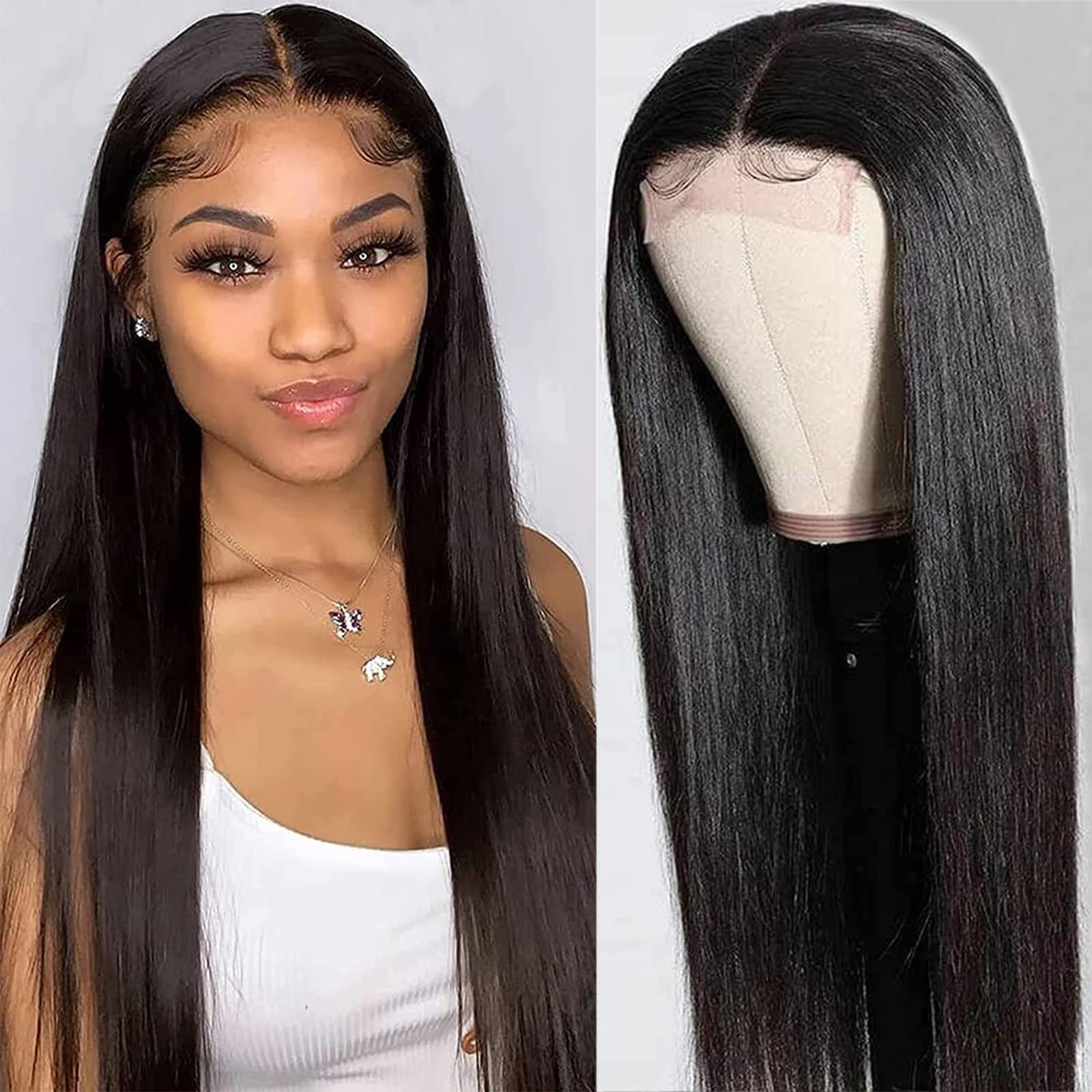 Amazon.com : VTAOZI 18 Inch Straight Lace Front Wigs Human 
