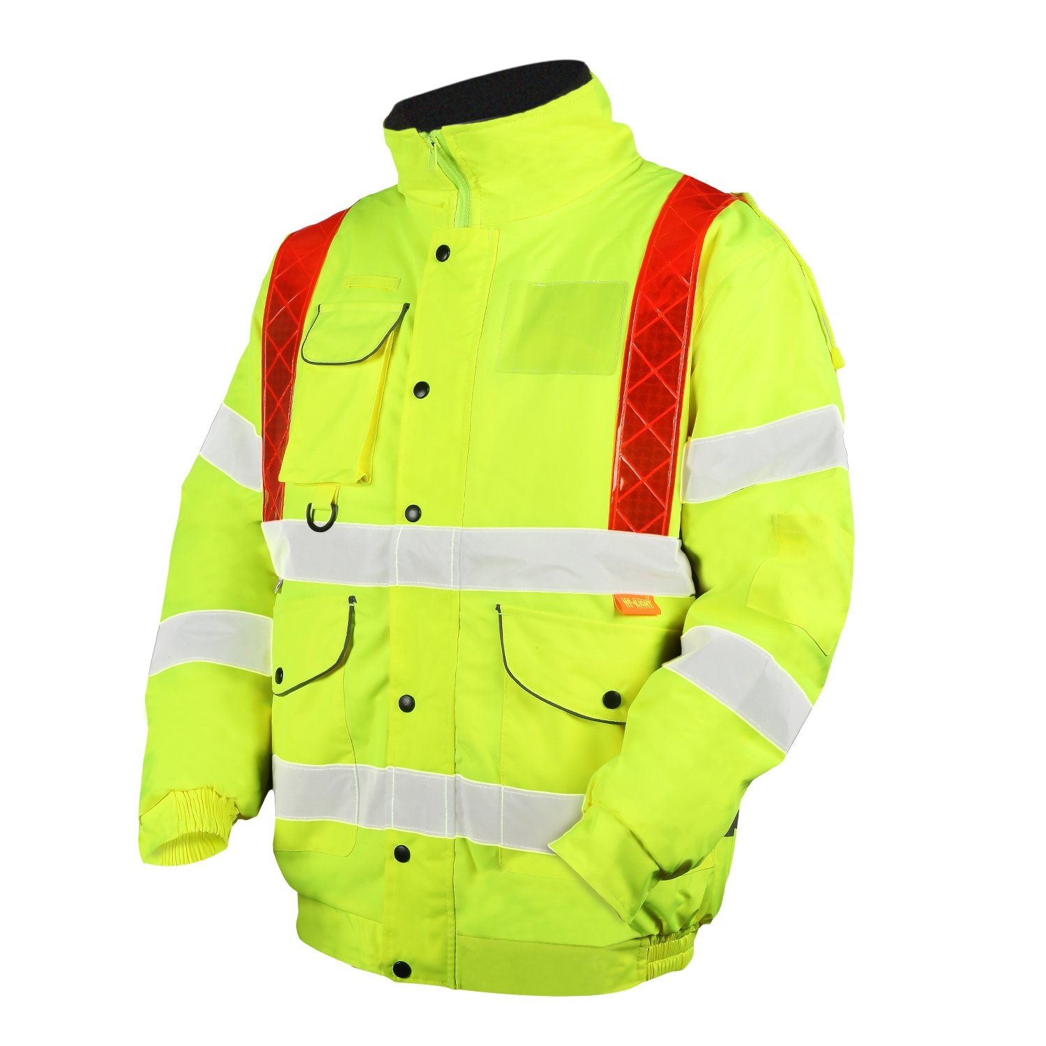 Brook Hi Vis Uk Unisex Yellow Orange Brace Hi Vis Bomber Jacket Reflective, Waterproof, Conforms To En20471 Class 3, High Visibility, By Brook Hi Vis, Xxxlarge