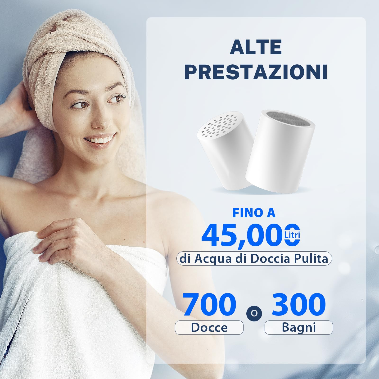 iSpring FSF2 Cartuccia di Ricambio per Filtro Doccia 33 Stadi 18 Materiali Filtranti Rimuove Cloro Metalli Pesanti Sedimenti