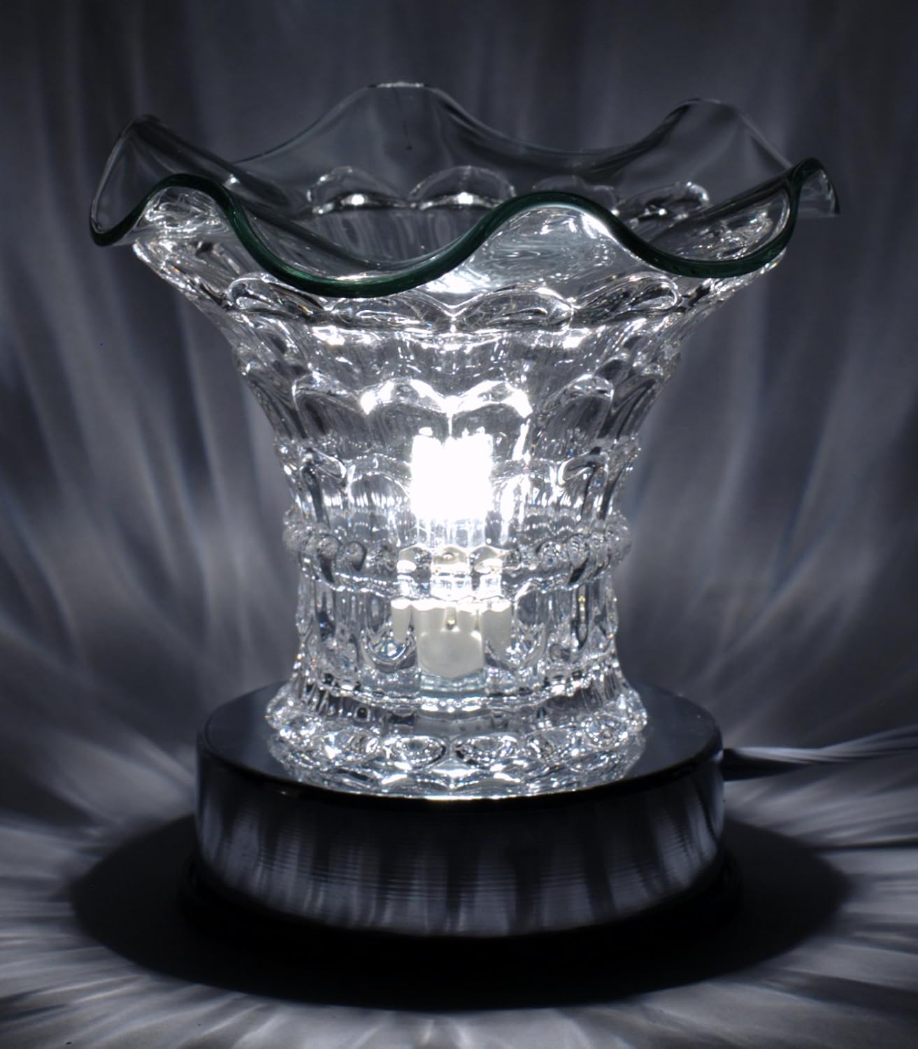 TVaromatics Clear Flared Glass Electric Aroma Lamp Oil and Wax Tart Warmer with Touch Dimmer - EAL872304