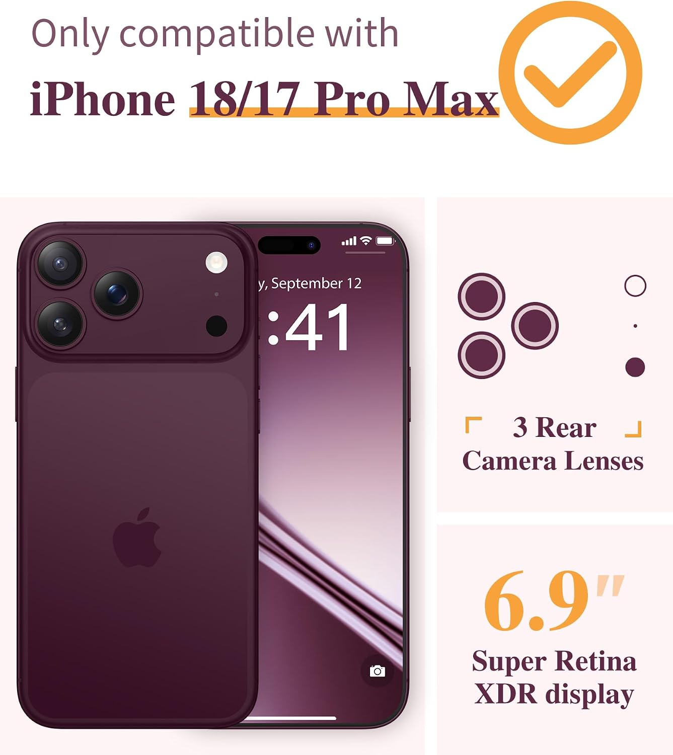  for iPhone 18 Pro Max/17 Pro Max Case Slim, Cherry Blossoms/Purple thumbnail
