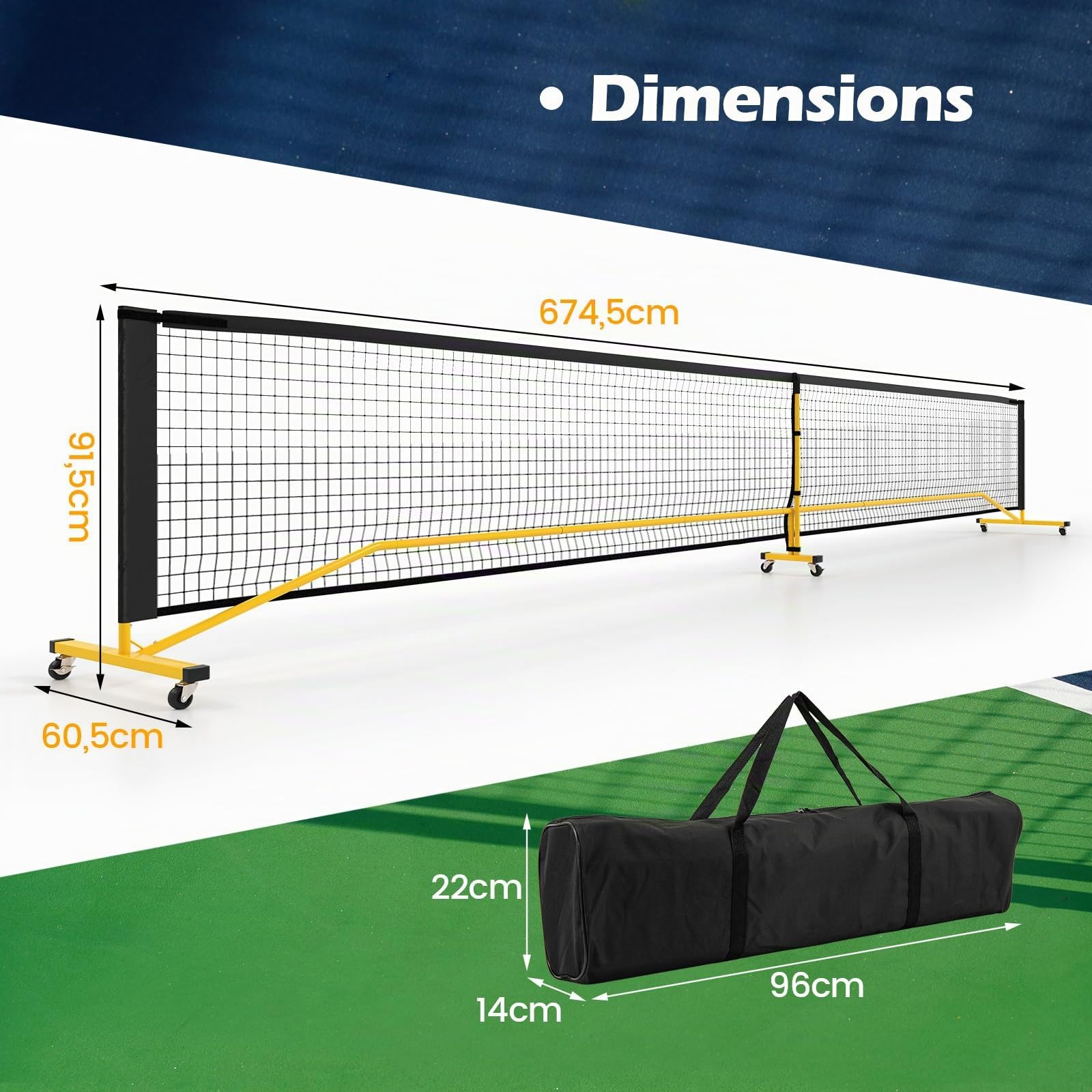 GOPLUS Filet de Pickleball Portable avec Roues Flexibles et Bloquables