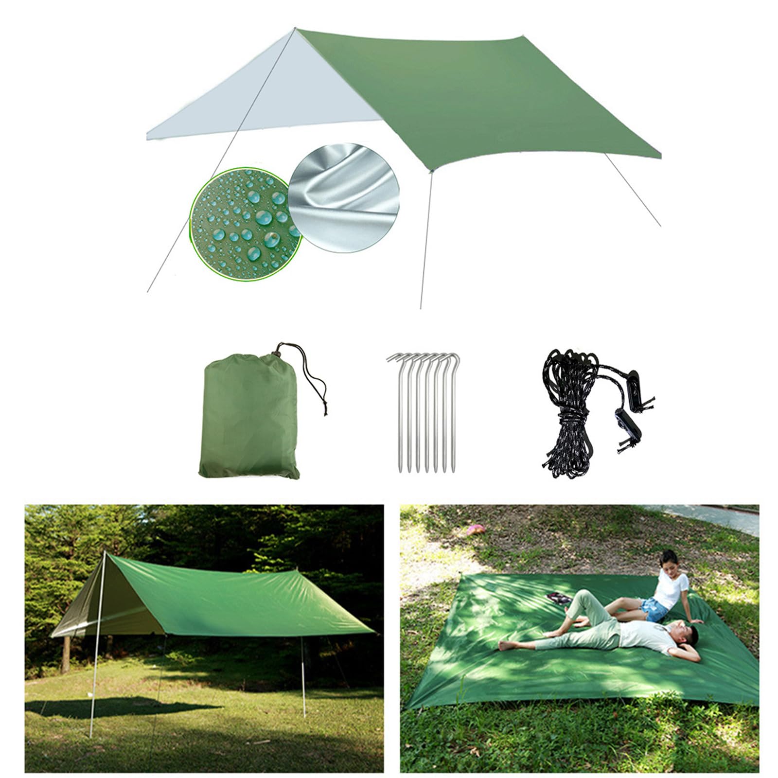 Waterproofed Camping Tarps Set Sun Protecting Outdoor Awnings Canopies Tarps for Backpacking and Traveling