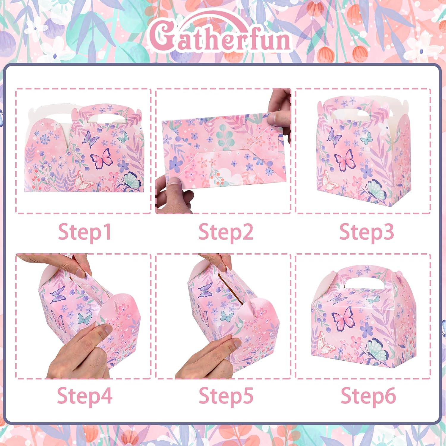 Butterfly Birthday Party Supplies Butterfly Party Favor Box, Gift Box, Treat Boxes, Candy Box for Butterfly Birthday Party Decorations, Mix 3 designs, 24Pack.