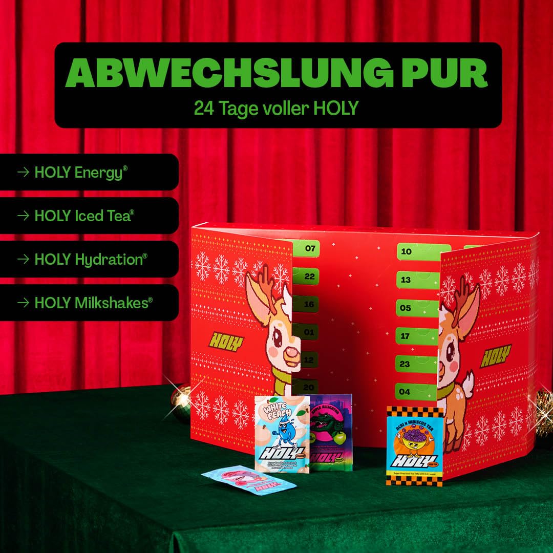 HOLY Adventskalender 2025 – Energy, Iced Tea, Hydration & Milkshake mit Shaker