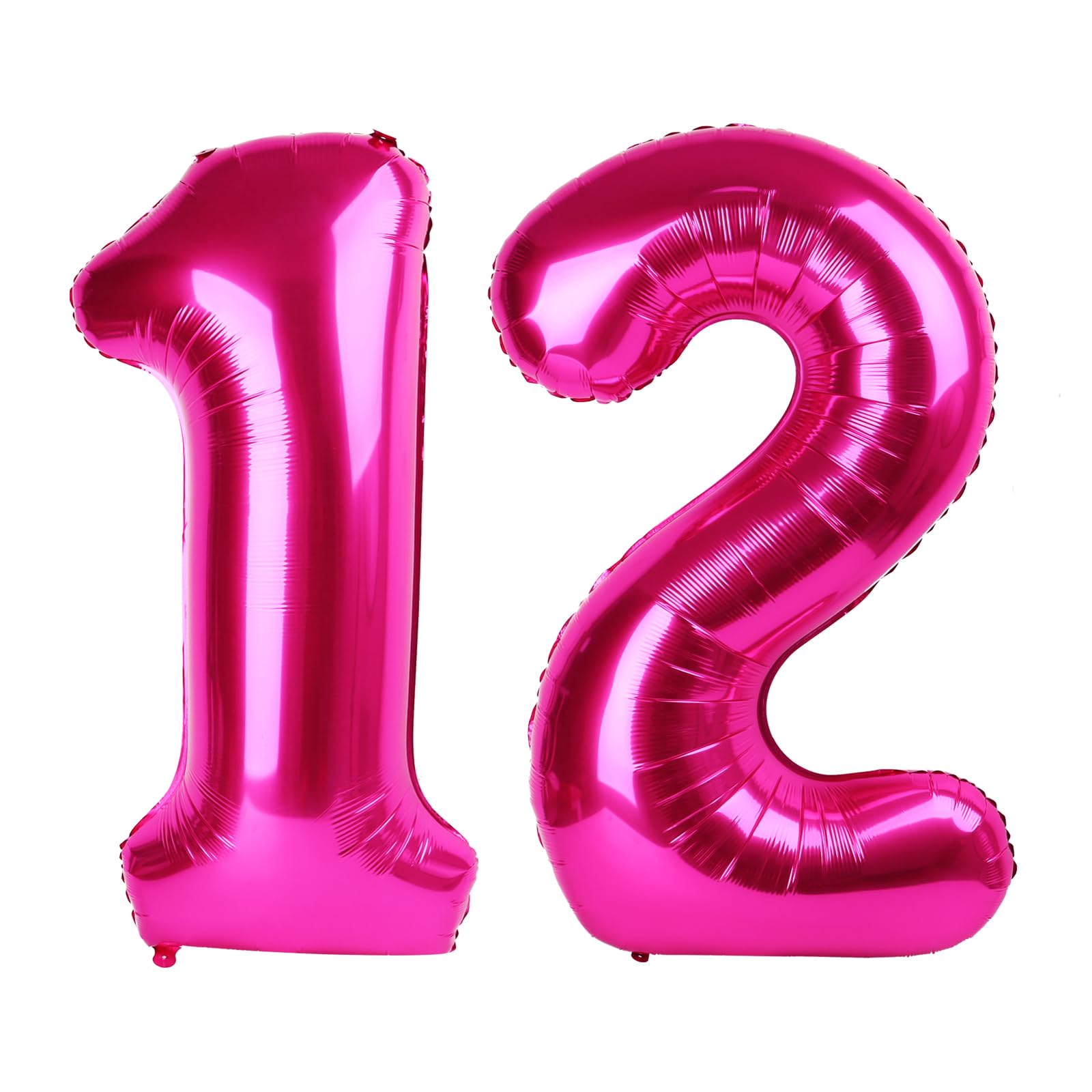 Hot Pink Number 12 Balloons 40 inch, 12 Number Balloons, 12th Birthday Decorations for Girls 12 Year Old Hot Pink Party Supplies