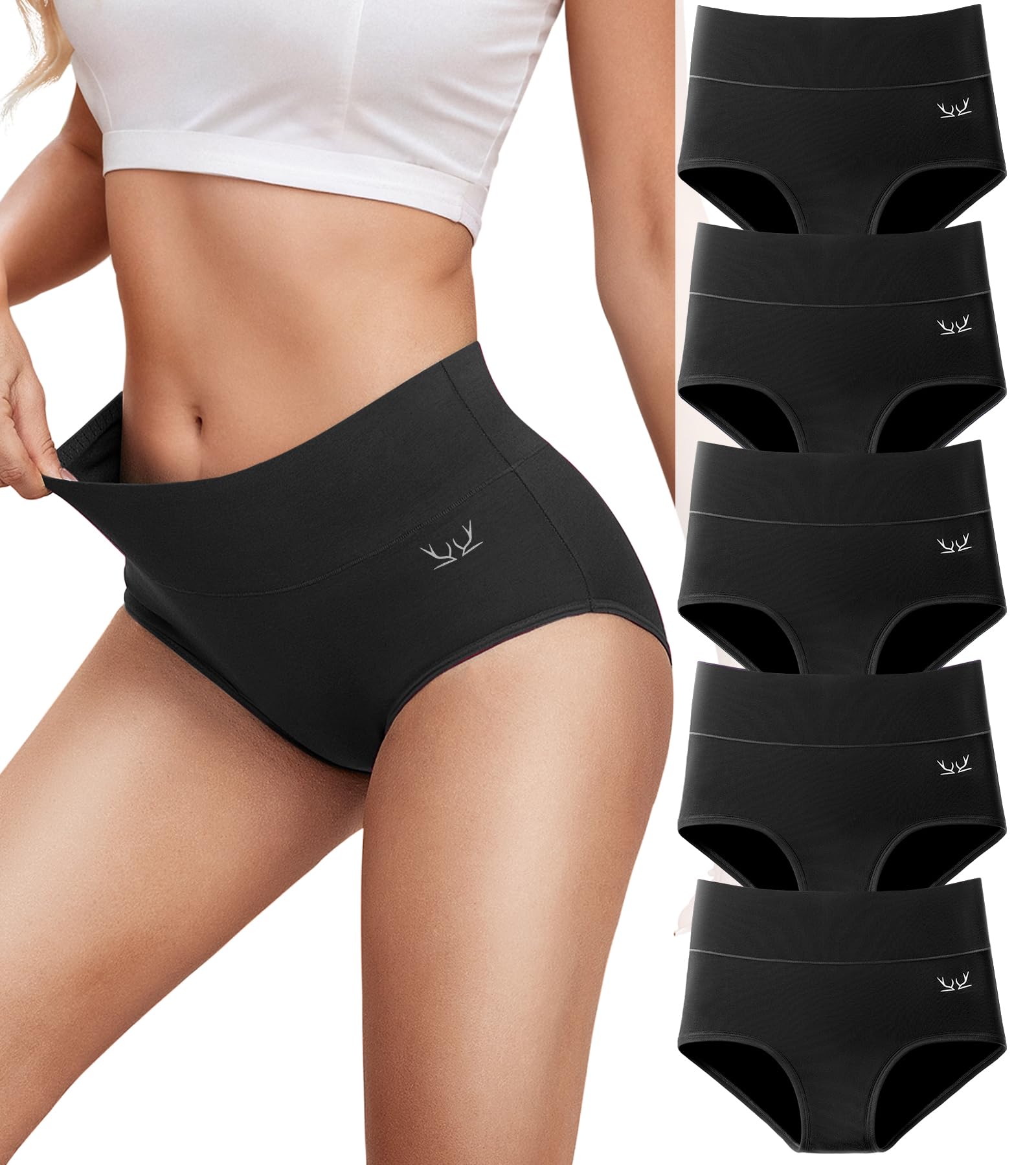 Ruixue Unterhosen Damen Baumwolle Unterwäsche, 5er Pack Slips Damen Stretch Hohe Taille Panties, Bequeme Frauen Unterwäsche, Atmungsaktiv Panties