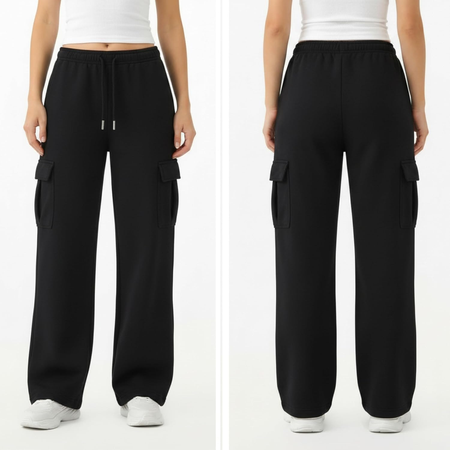 Common Stitch 3 Pack Sweatpants Women, Wide Leg Cargo Womens Sweatpants, Wide Leg Pants with Pockets (Available in Plus)