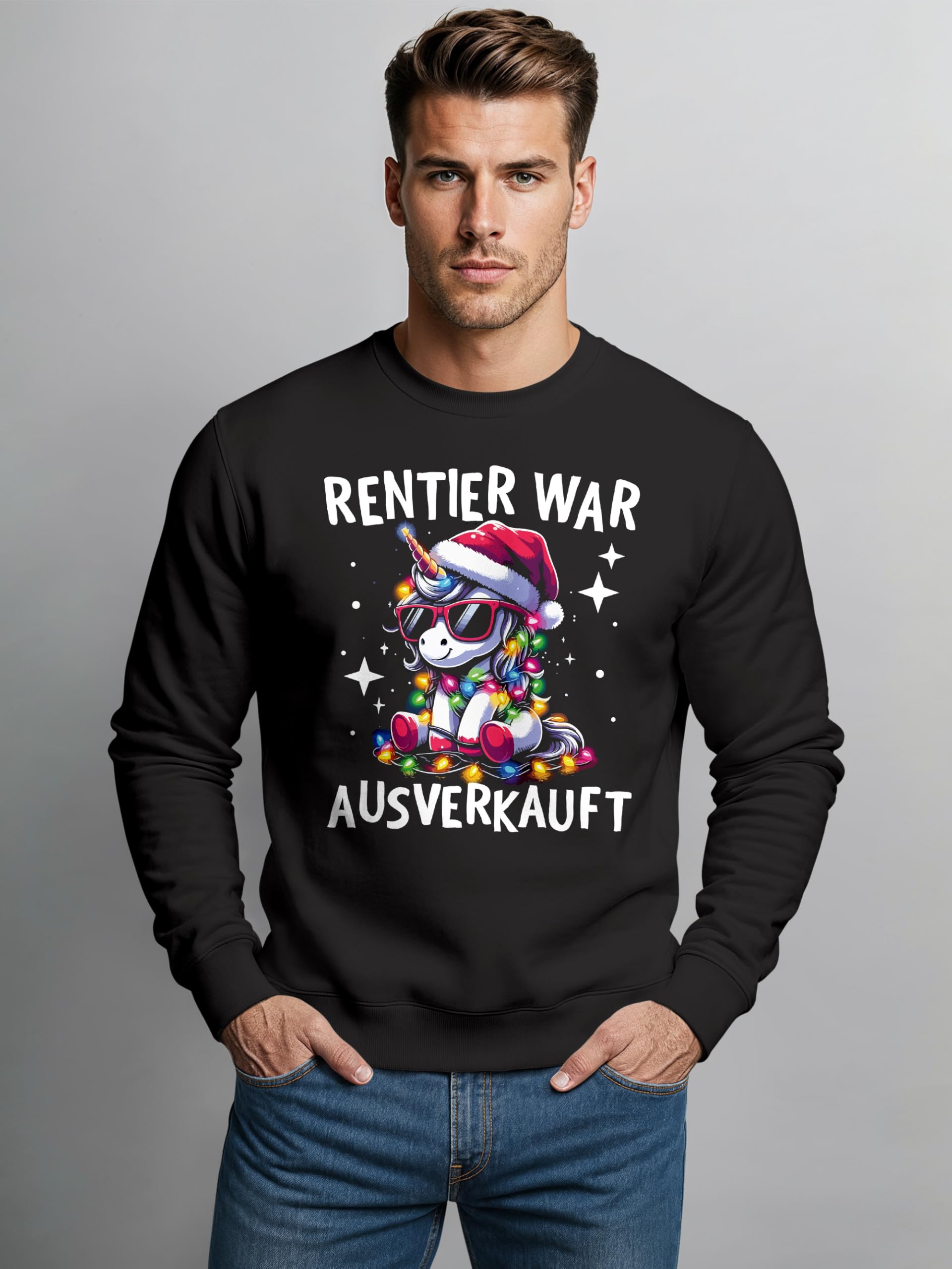 MoonWorks Sweat-shirt pour homme - Pull de Noël drôle de renne - Tenue de Noël pour homme