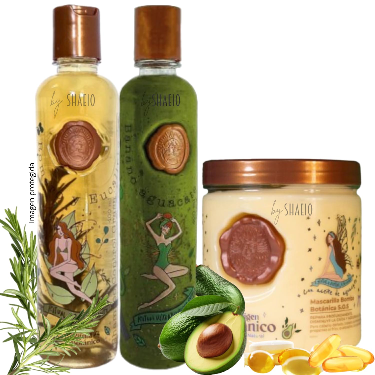 RITUAL BOTANICO KIT 3 Crecimiento Acelerado Ultra Reparador S.O.S de Origen Botánico: Shampoo de Romero, Mascarilla para el Cabello Bomba Capilar,