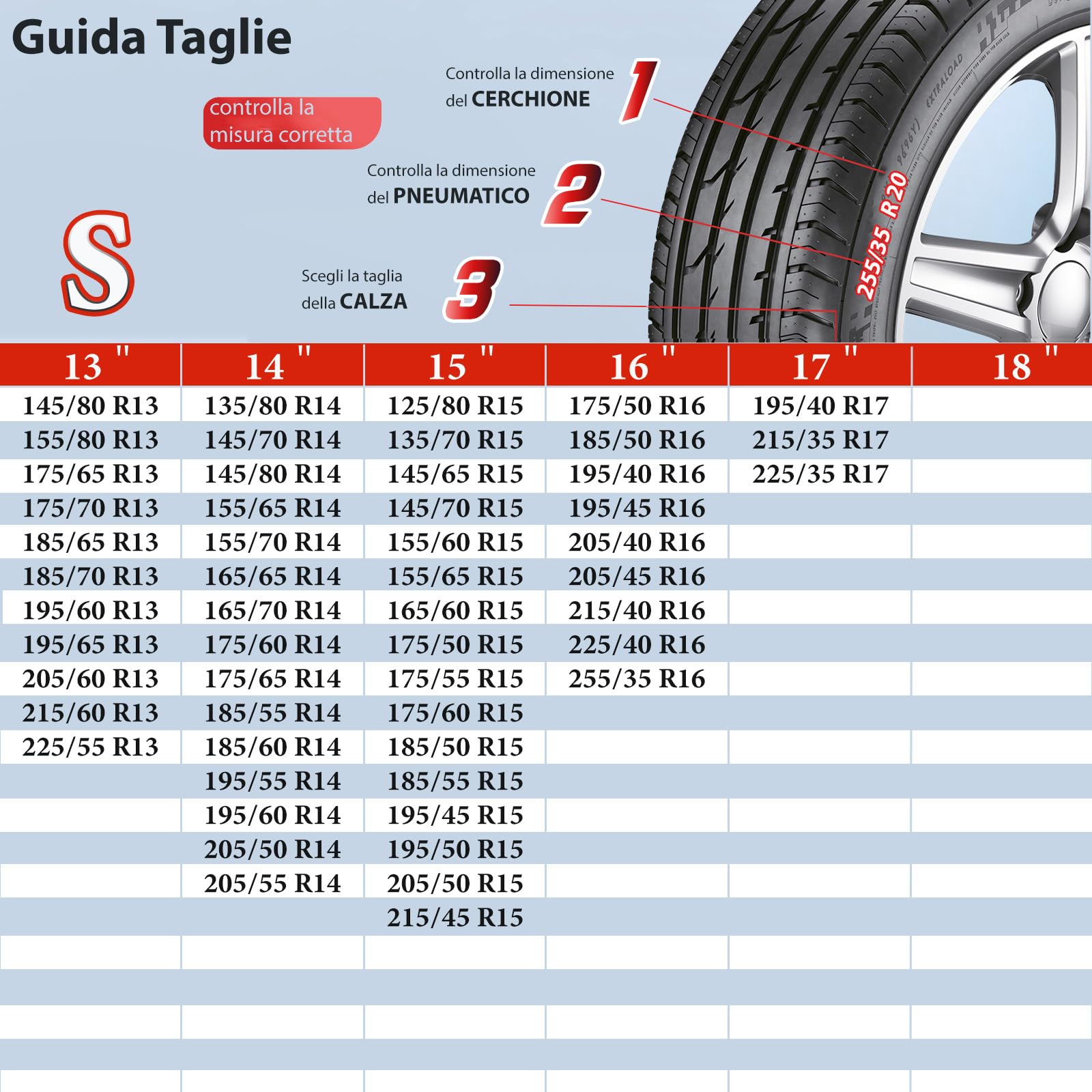 AUTIX-Calze da Neve Omologate Italia EN 16662-1 2020 2 Catene da Neve in Tessuto per Auto，Montaggio Facile in 2 Minuti (S)