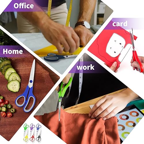 Miniatura 5 de Tijeras, 8.5 "Tijeras multiusos, agarre cómodo, de acero inoxidable, tijeras afiladas para oficina, escuela, suministros para el hogar,