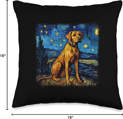 Miniatura 6 de Dog in Starry Night Van Gogh Rhodesian Ridgeback - Almohada (18 x 18 pulgadas), multicolor