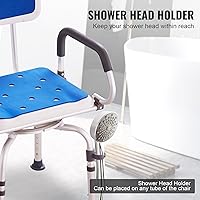Vista 6 de VEVOR Silla de ducha giratoria de 360 grados, asiento de ducha ajustable con brazos giratorios para duchas o bañeras interiores, silla de ducha