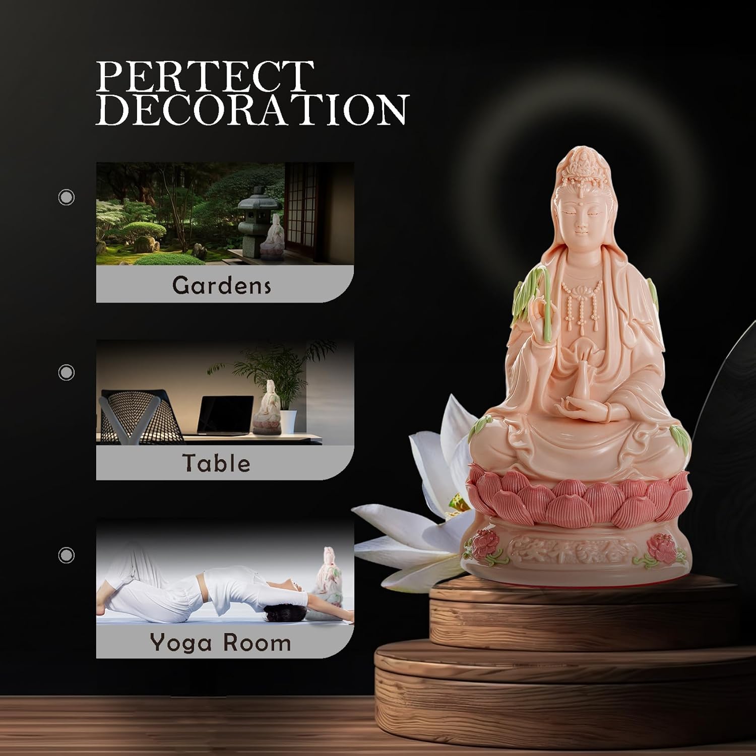 Top Ceramic Guan Yin Statue - Handmade Quan Yin, Kwan Yin, Quan Am, Kuan Yin for Meditation Altar, Female Buddha Statue - Goddess of Mercy and Compassion, Chinese Decor, Chinese Gifts