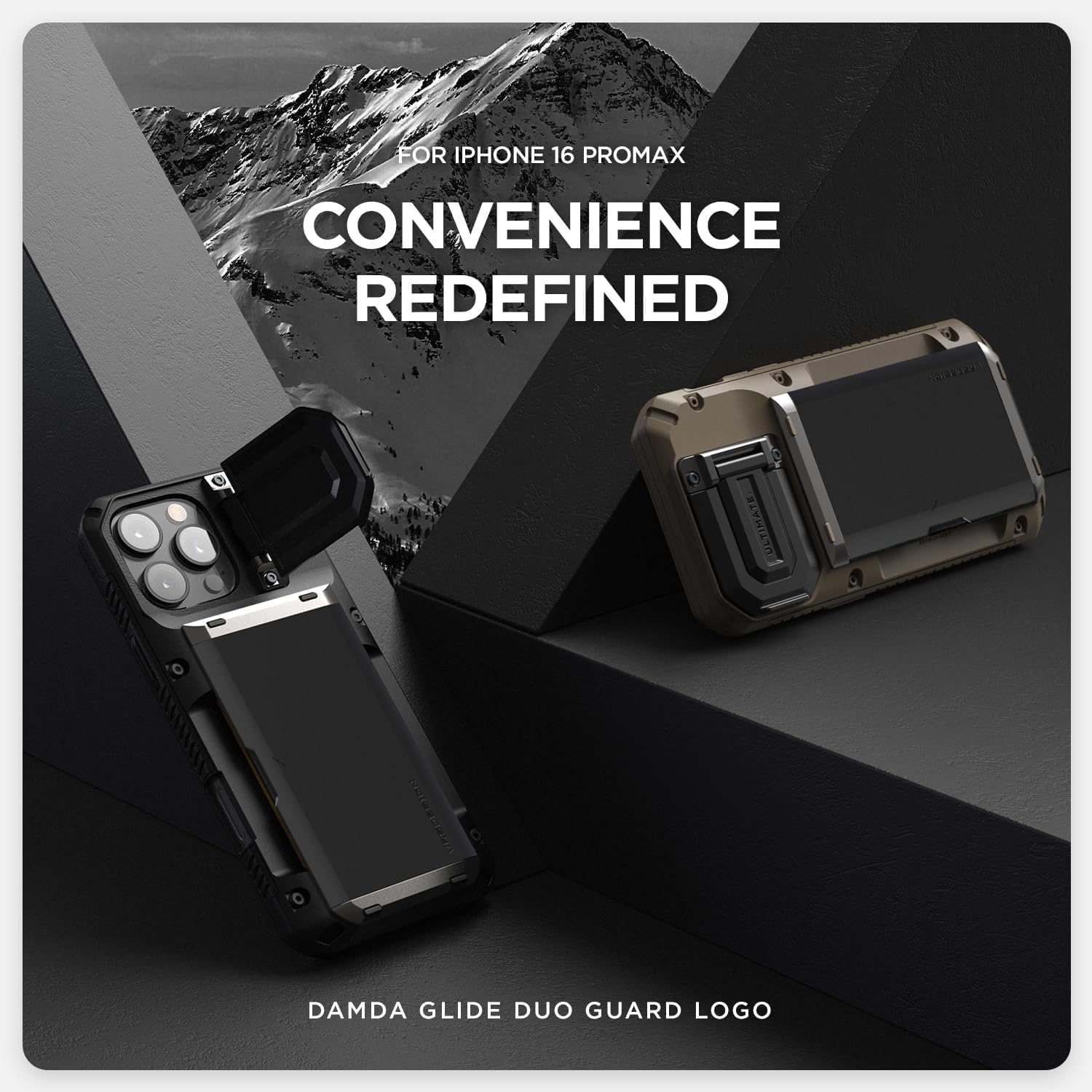 VRS DESIGN Damda Glide DuoGuard for iPhone 16 Pro Max Phone Case (2024), Premium Sturdy Fully Covered Camera Lens Protection Cover Card Holder Wallet Case (Camo Navy)