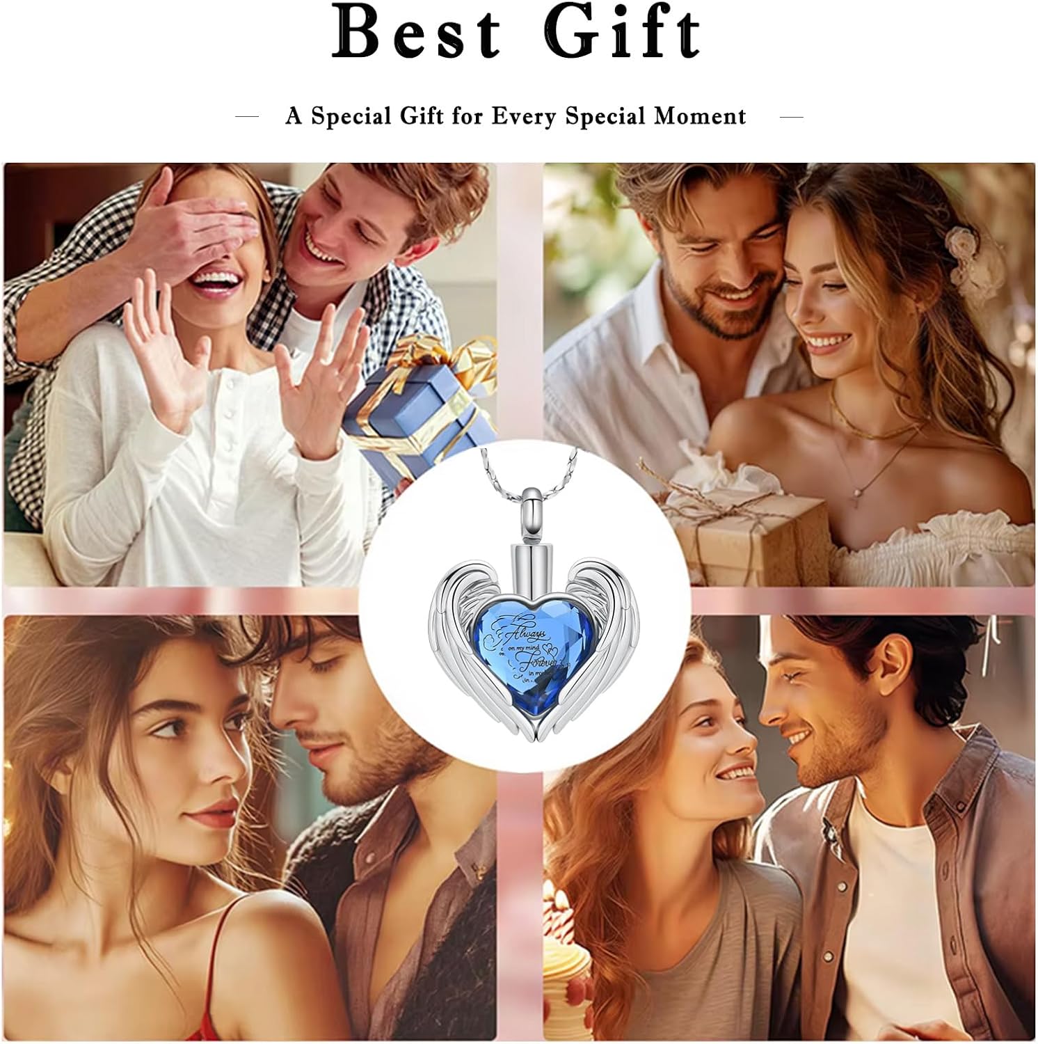 Hearbeingt Heart Cremation Jewelry Crystal Urn Necklace for Ashes Stainless Steel Heart Keepsake Pendant Memorial Urn Jewelry Gifts for Women Men - Image 6