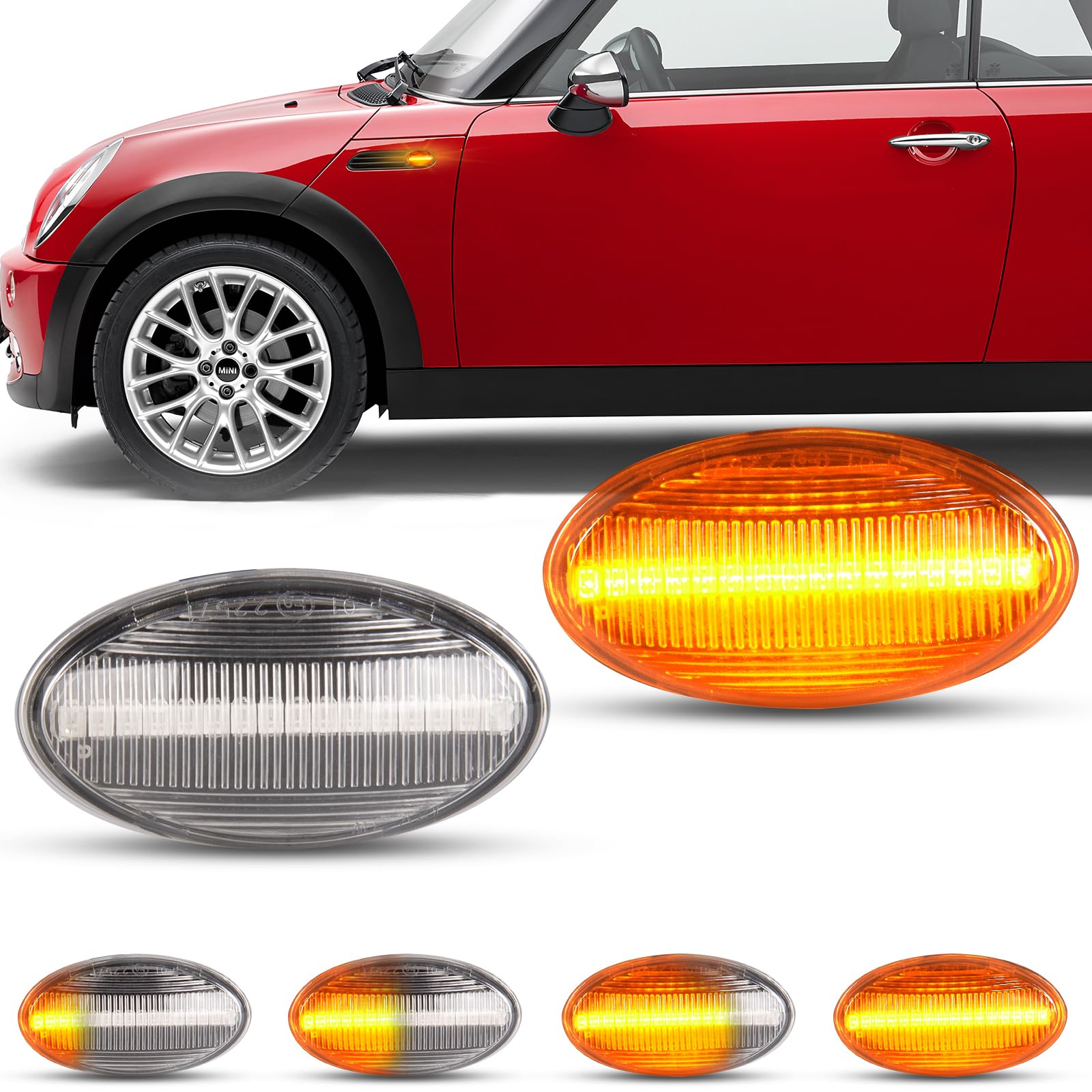 POPMOTORZ 2 Luci Laterali LED Dinamiche Per BMW Mini Cooper R50 R52 R53 2001-2006 - Indicatori Di Direzione Canbus, Fumo Nero