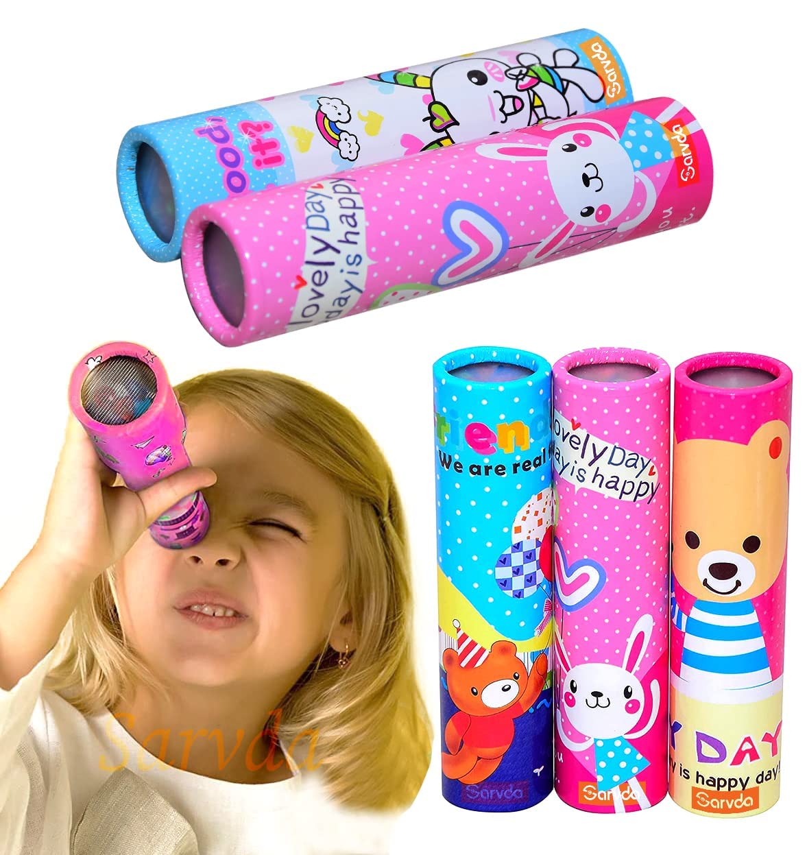 Sarvda Return Gifts for Kids Birthday | Handheld Games | Kaleidoscope | Best Happy Birthday Return Gift for Boys and Girls | Educational Party Toy (Set of 40, Kaleidoscope)