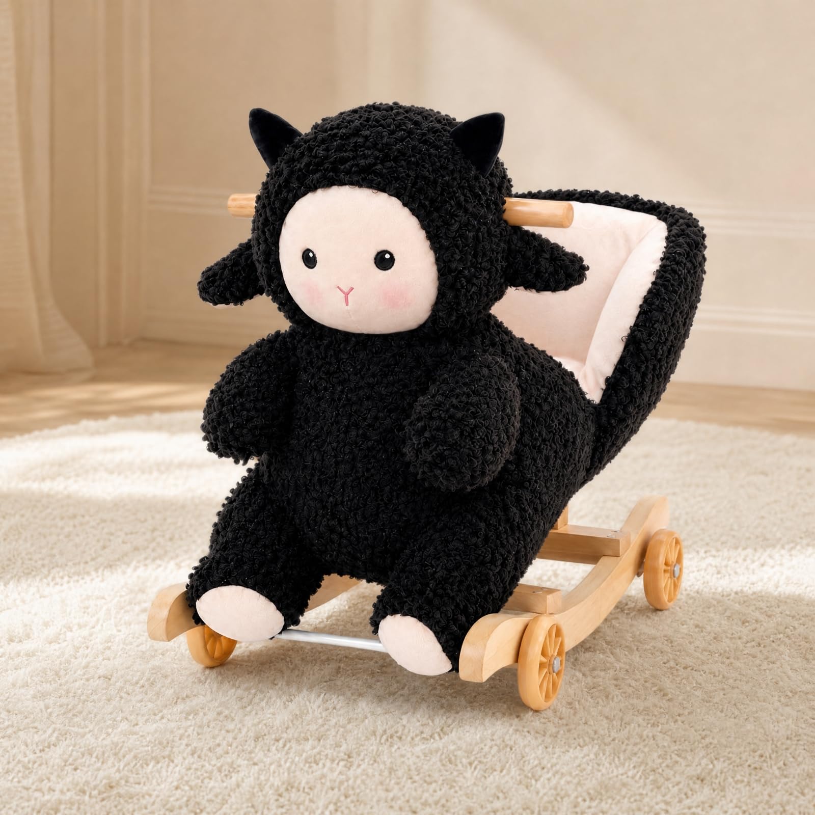 Pecora a in Peluche Imbottito a in Peluche Sicuro Giocattolo Cavalcabile per Bambini Piccoli