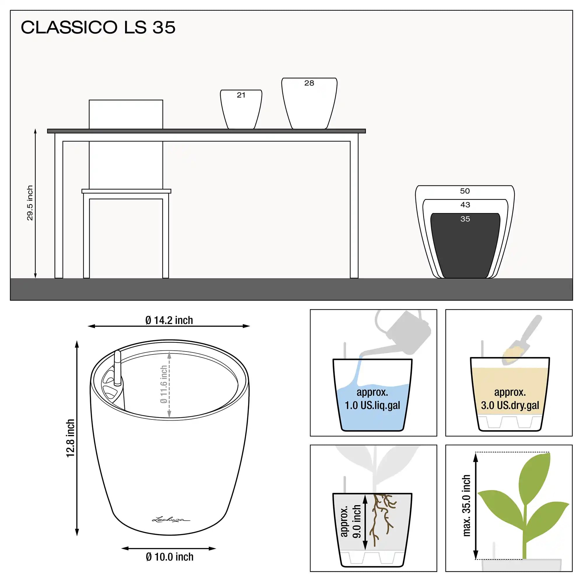 Lechuza - Macetero Classico Color LS marrón Arena con Sistema de riego Ø 35 × 32 cm|14282