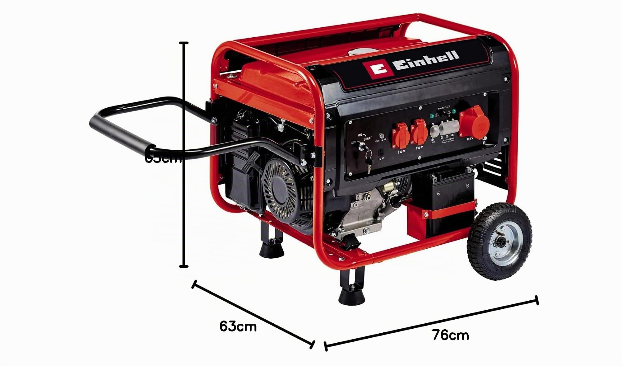Einhell Generador eléctrico (gasolina) TC-PG 65/E5 (potencia permanente 3,2 kW a 230 V y 3,6 kW a 400 V, 13 A corriente nominal a 230 V, 25 L depósito para gasolina super E5)