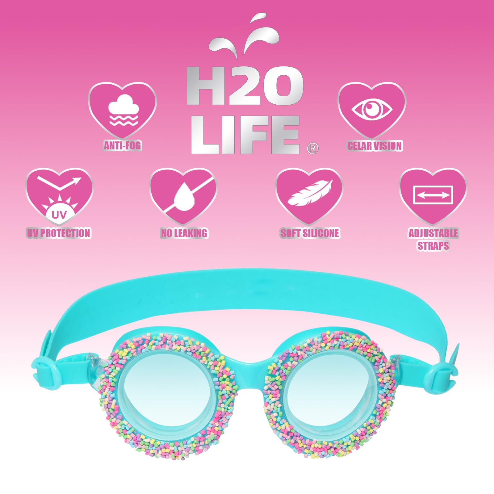 H2O Life Kids Swim Goggles for Girls and Boys Fun Toddler Swimming