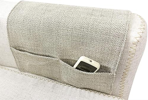 Durable Oxford - Organizador de reposabrazos de tela antideslizante, bolsillo de almacenamiento con 3 bolsillos, soporte para control remoto de TV,