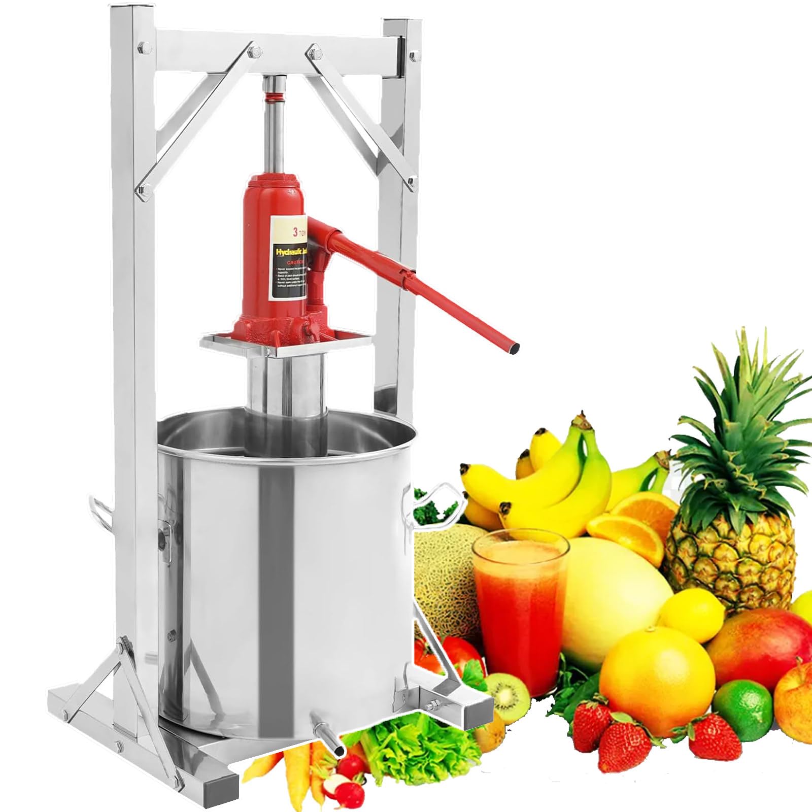 PtaTritious Fruit Wine Press, 12 L/22 L/36 L Manual Juice Maker for Wine Making with Hydraulic Jack and Bucket, Hydraulic Fruit Grape Cider for Juice|Vegetable|Wine|Olive Oil 22L