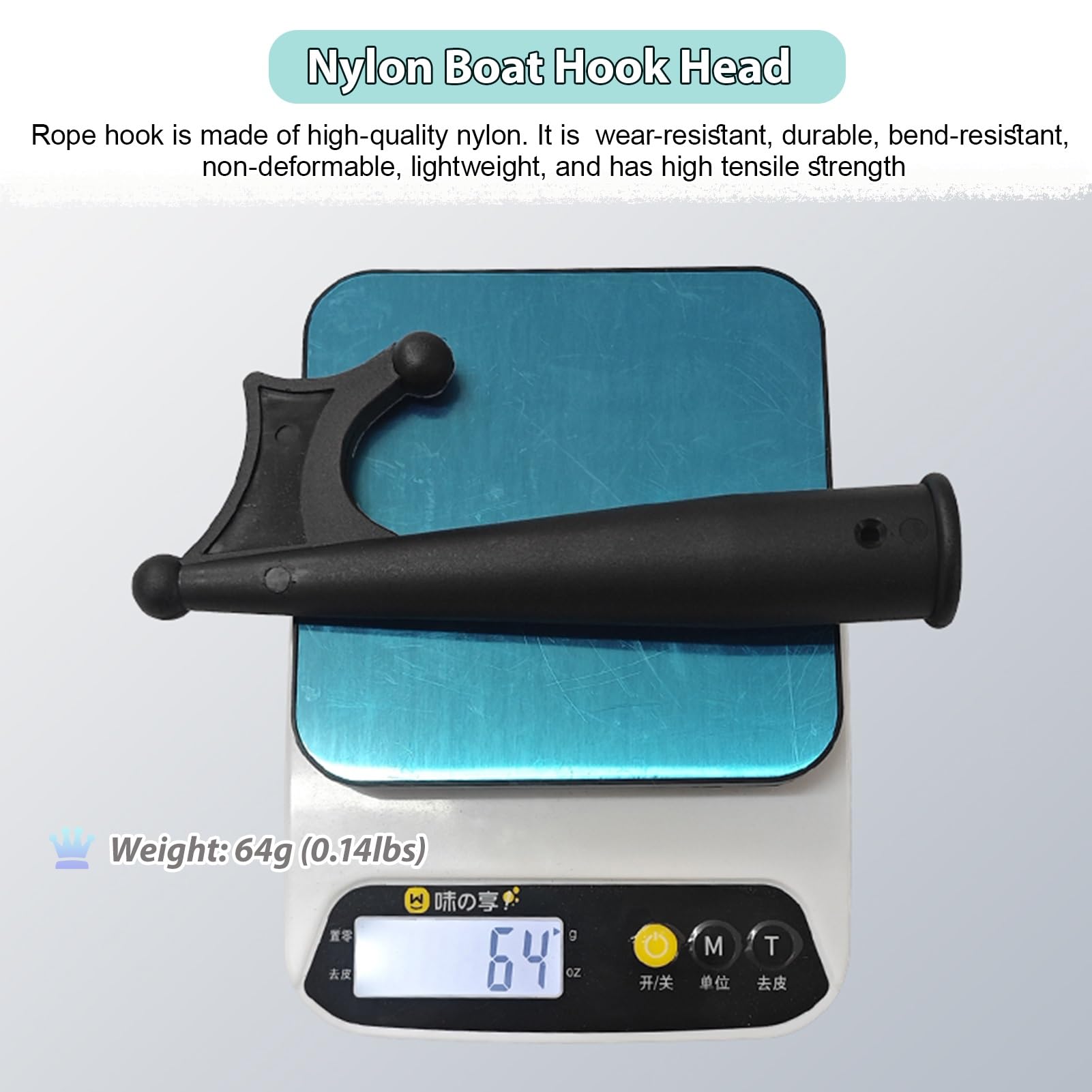 Gancio per barca in nylon leggero, 20,3 cm, sostituibile, ad alta capacità di carico, accessorio per un facile accesso alla barca, ideale per pesca e ormeggio