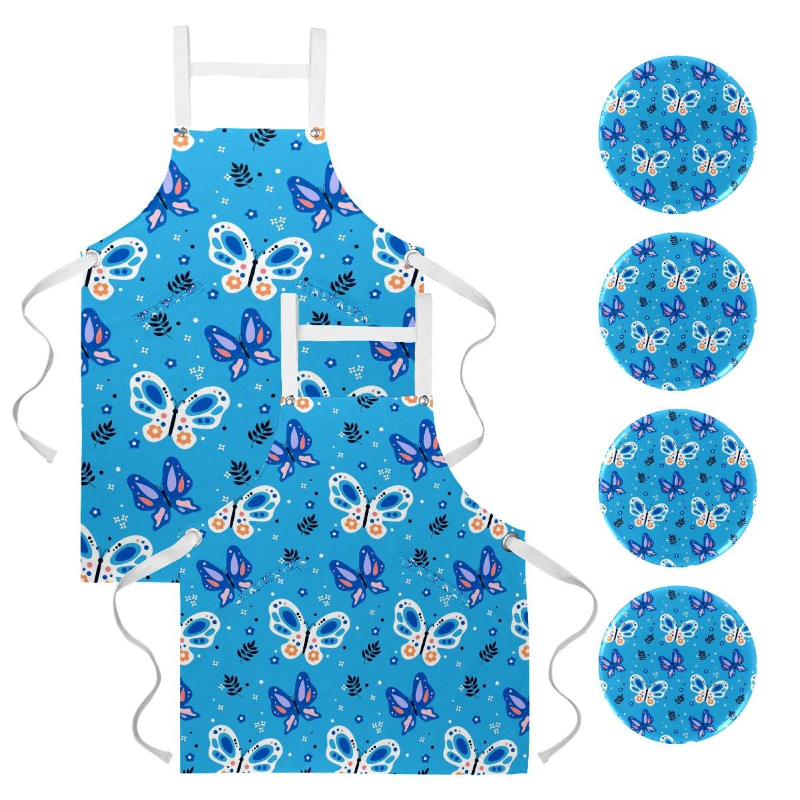 Lot de 2 tabliers de cuisine multicolores avec broches taille unique One - 7