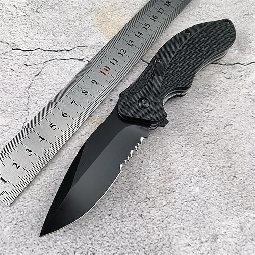 Miniatura 7 de Generic Clash Black - Cuchillo plegable de bolsillo dentado, hoja de acero 8Cr13MoV de 3 pulgadas, apertura asistida con una sola mano, EDC para