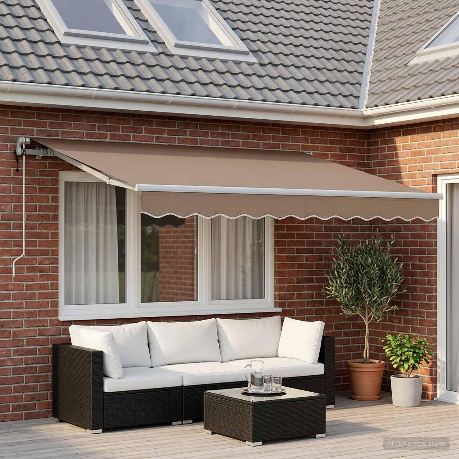 Toldo retráctil Gris Topo 450 x 300 cm Tela y Aluminio,33.03kg-3426179